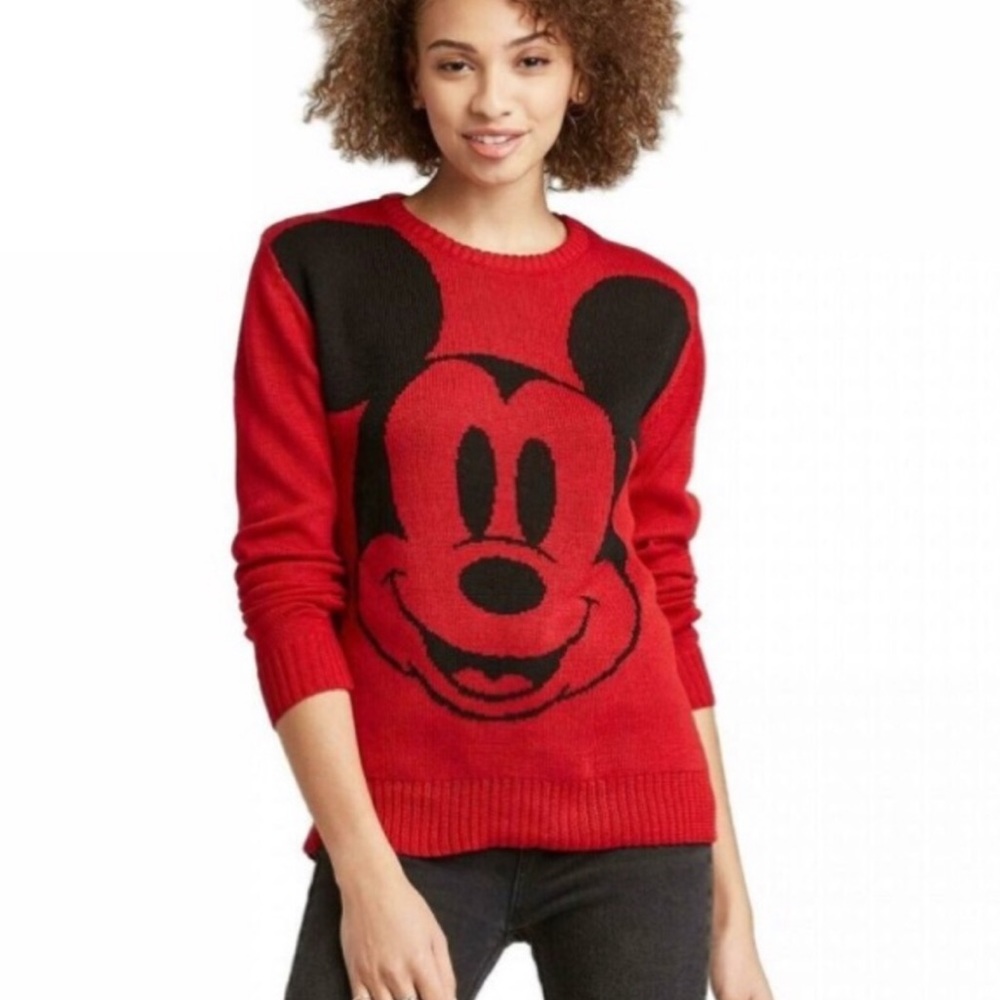 Disney Mickey Mouse Red and Black Sweater - Size Small